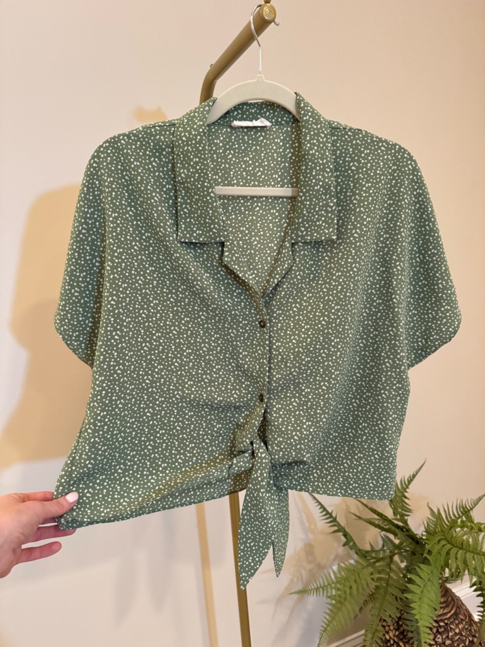 Sage the Label Button Front Tie Shirt